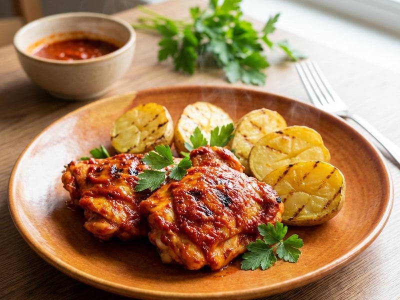Gegrilltes Hähnchen in roter Marinade