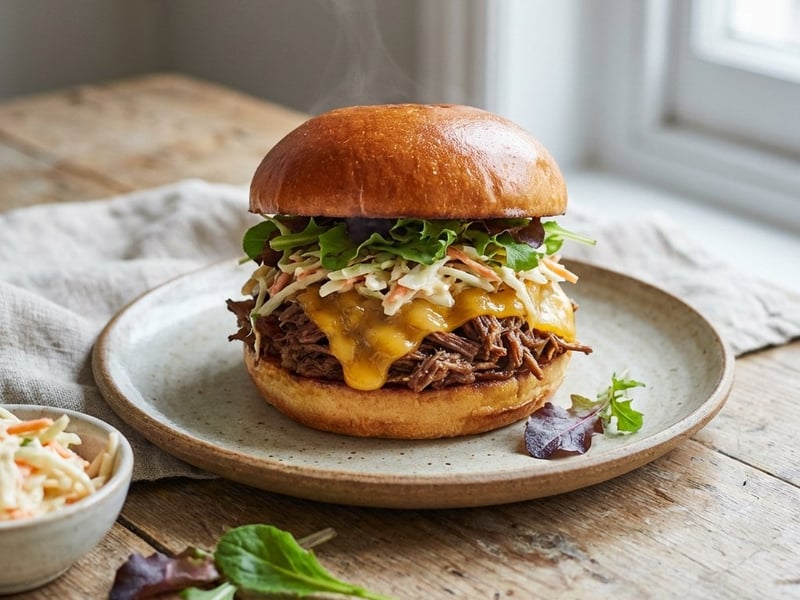 Pulled Beef Burger mit Coleslaw