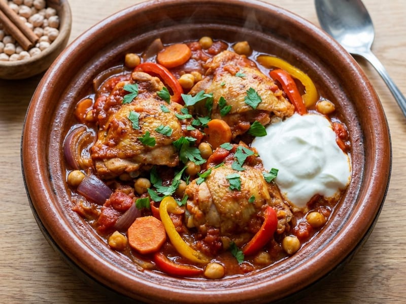 Marokkanische Hähnchen-Tajine mit Kichererbsen