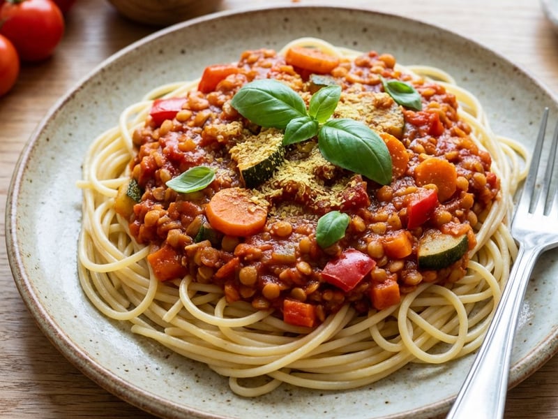 Vegane Spaghetti Bolognese mit Linsen