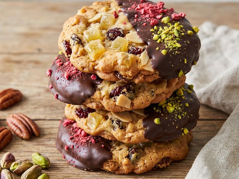 Weihnachtliche Florentiner mit Ananas und Pekannüssen