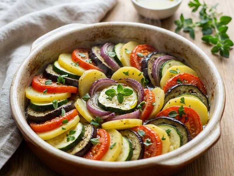 Ikarian Briam | Griechisches Ofengemüse mit Feta