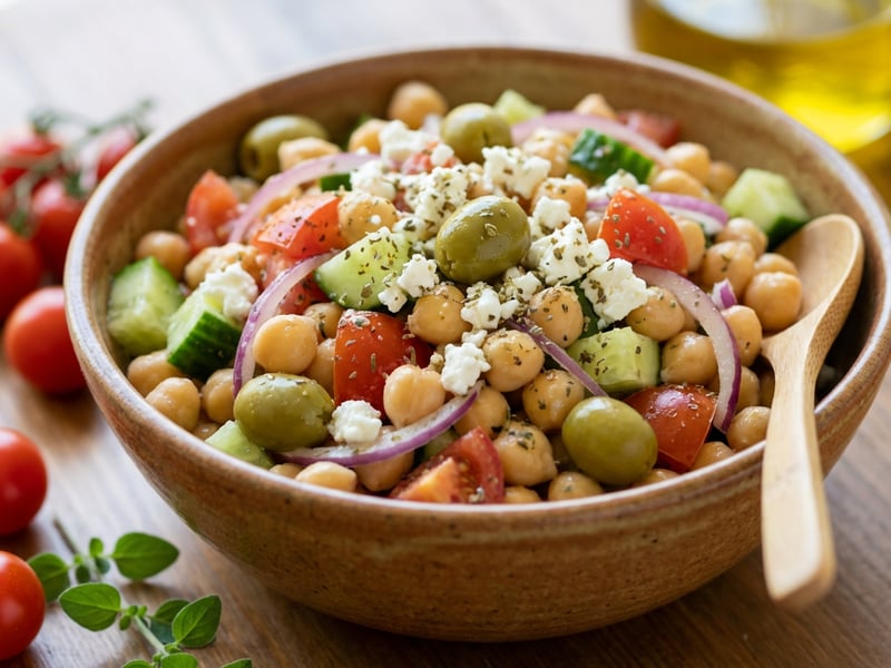 Griechischer Kichererbsensalat mit Feta