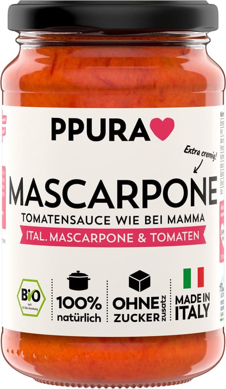 PPURA BIO Sugo Mascarpone mit italienischer Mascarpone und Tomaten