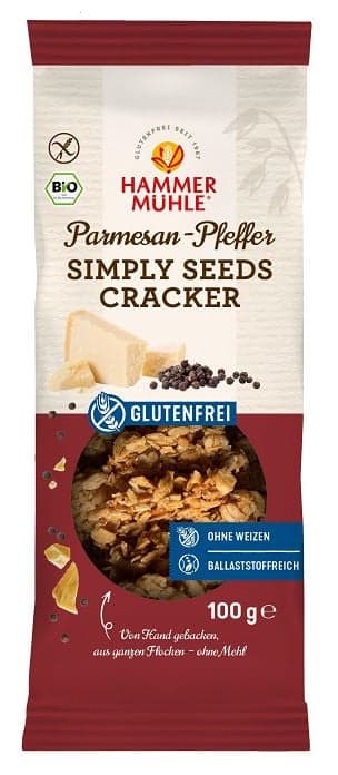 Hammermühle BIO Simply Seeds Cracker Parmesan & Pfeffer glutenfrei