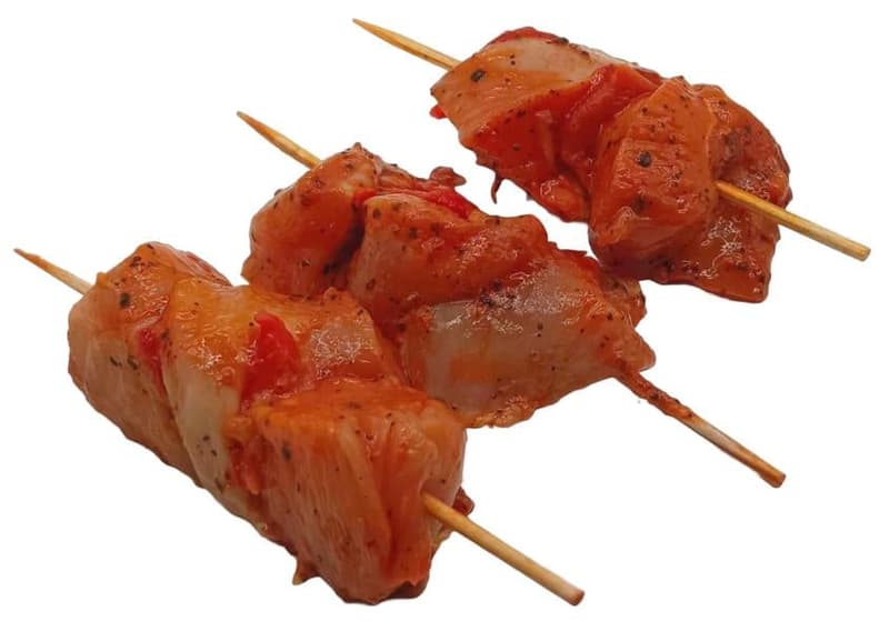 Traditional poultry fillet skewer grilled peppers