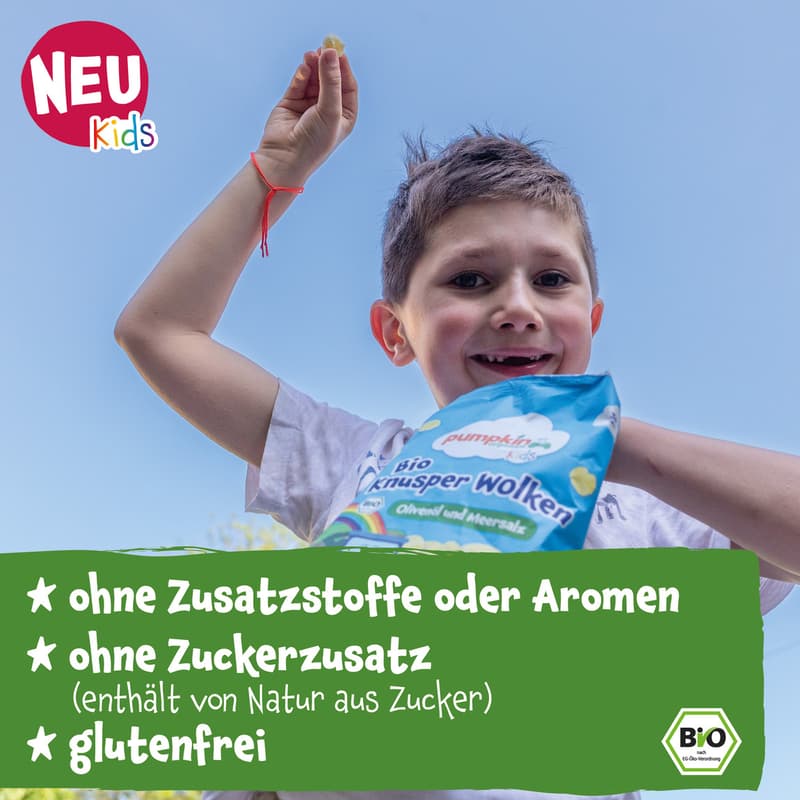 Pumpkin Organics Bio Knusper Wolken Olivenöl und Meersalz