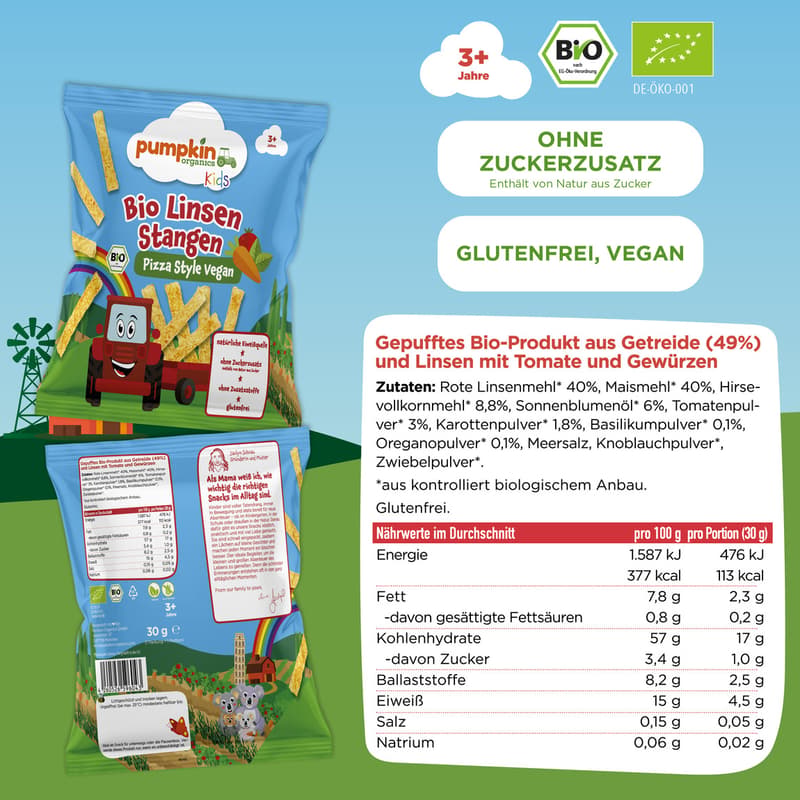 Pumpkin Organics Bio Linsen Stangen Pizza Style