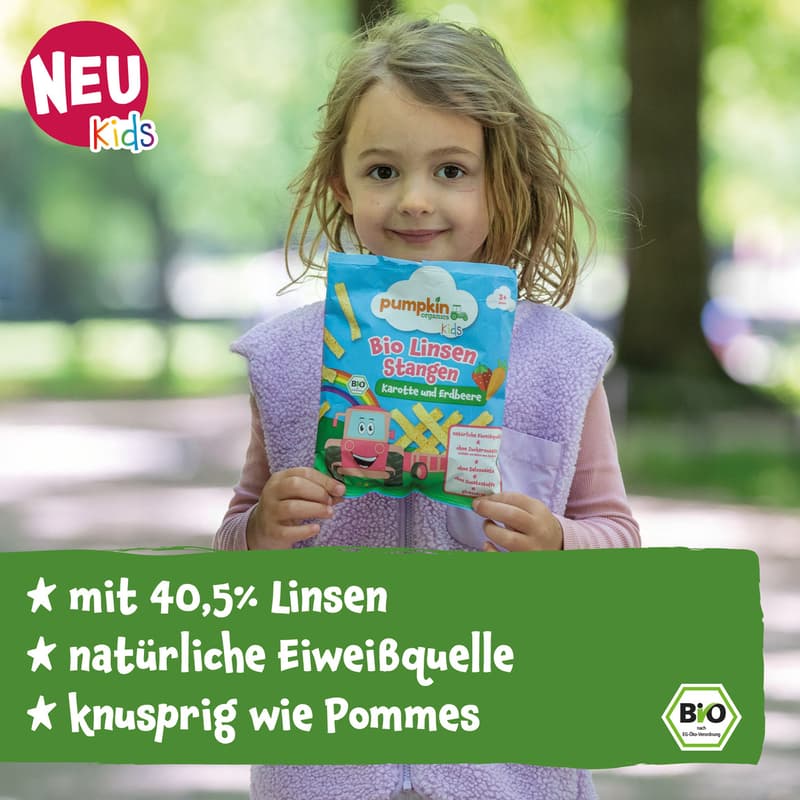 Pumpkin Organics Bio Linsen Stangen Karotte & Erdbeere