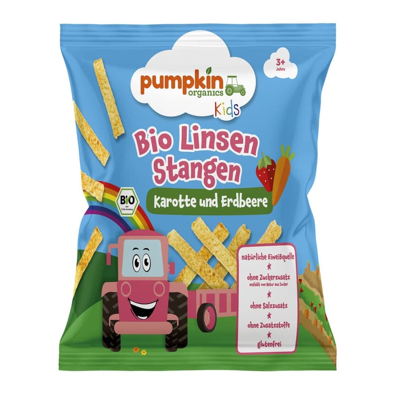 Pumpkin Organics Bio Linsen Stangen Karotte & Erdbeere