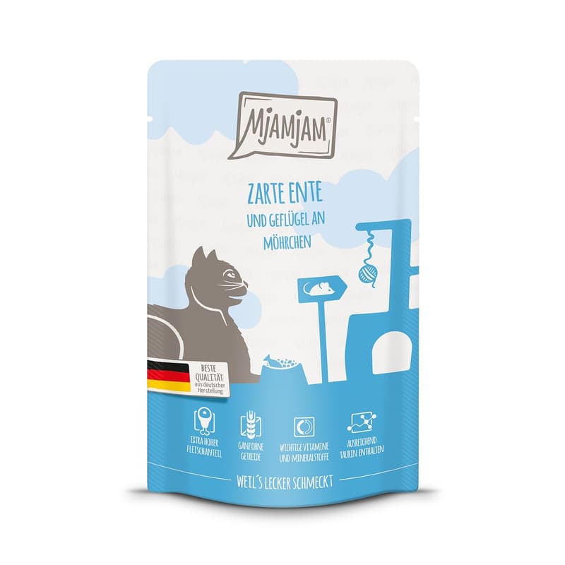 MjAMjAM Quetschie - zarte Ente & Geflügel an leckeren Möhren