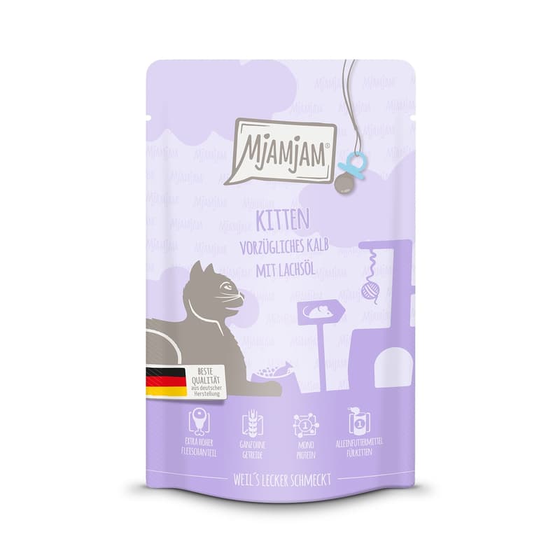 MjAMjAM Quetschie - Kitten vorzügliches Kalb mit Lachsöl