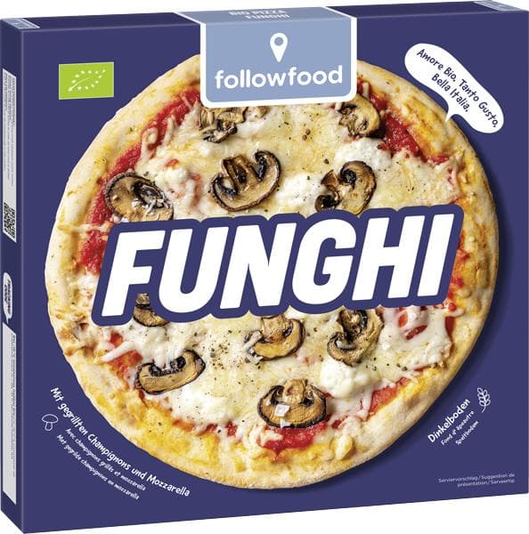 followfood Pizza Funghi with organic spelt base