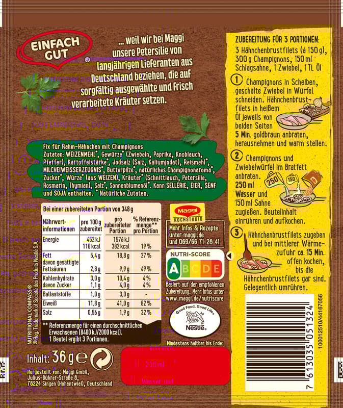 Maggi Fix Champignon Rahm Hähnchen