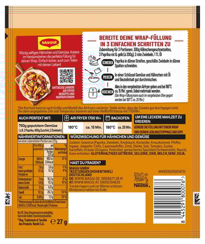 MAGGI FIX Airfryer Mexikanischer Mix Wrapfüllung für Fajita