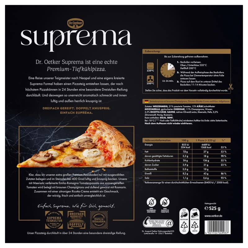 Dr. Oetker Suprema Funghi Ricotta Pizza
