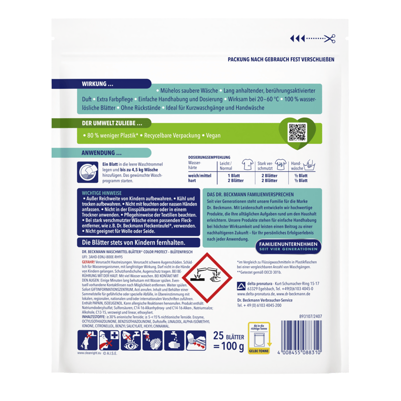 Dr. Beckmann Magic Leaves Waschmittelblätter Color