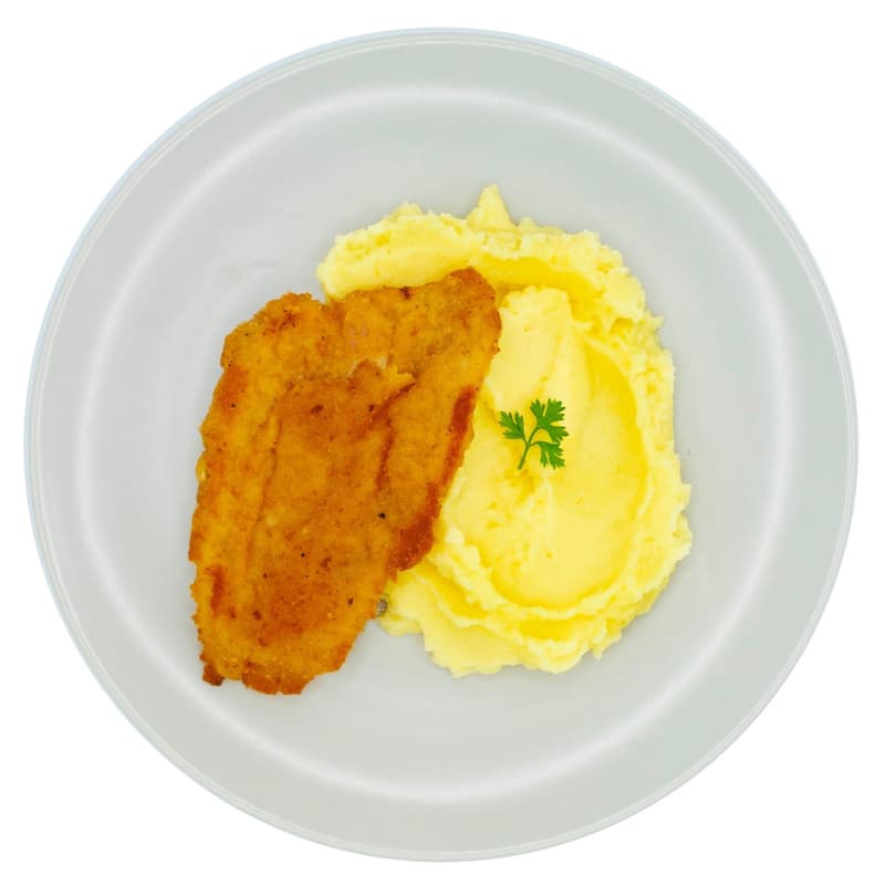 Chicken schnitzel with mashed potatoes