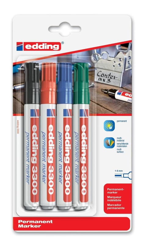 Edding Permanentmarker 3300 1-5mm 4 Stück