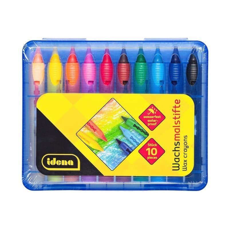 Idena Wax Crayons 10 Pieces Plastic Box