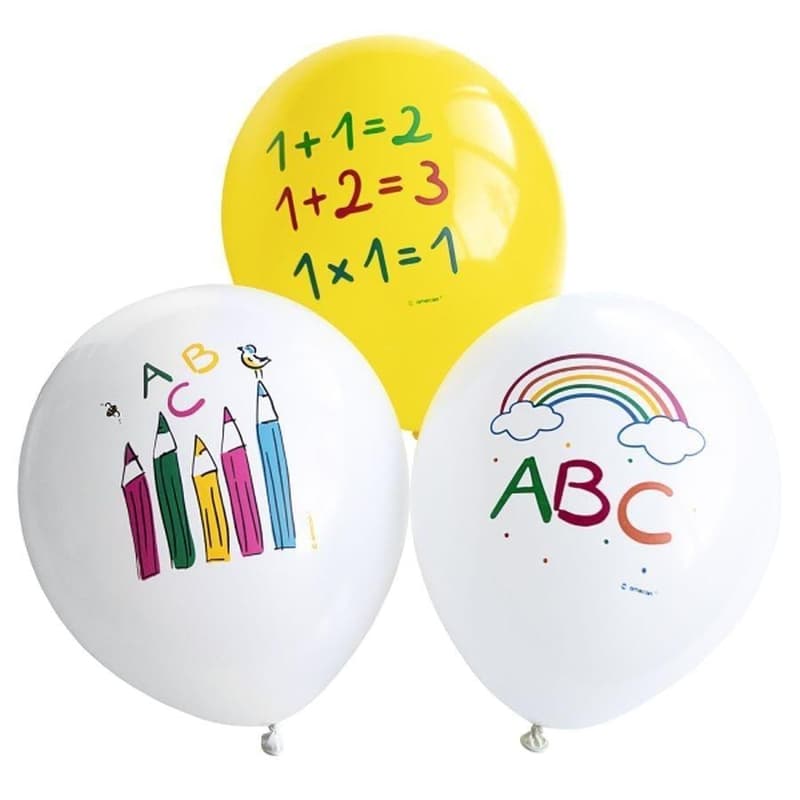 Riethmüller Balloons School Start white/yellow Ø27. 5cm 6 pieces