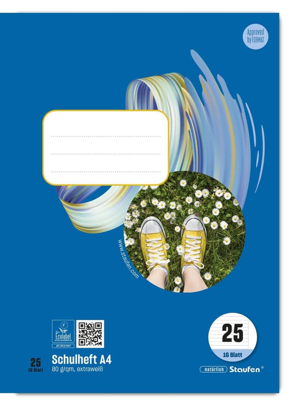 Staufen School Notebook Style Ruled 25 with Margin 16 Sheets 80g/m² DIN A4