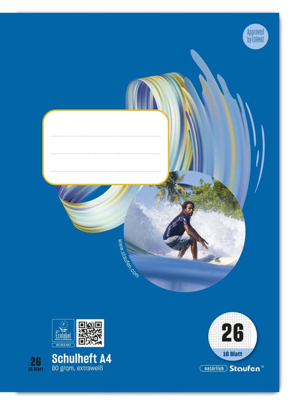 Staufen School Notebook Style Lined 26 squared with margin 16 sheets 80g/m² DIN A4