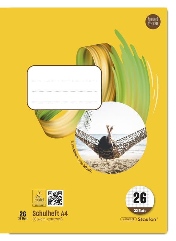 Staufen School Notebook Style Lined 26 squared with margin 32 sheets 80g/m² DIN A4