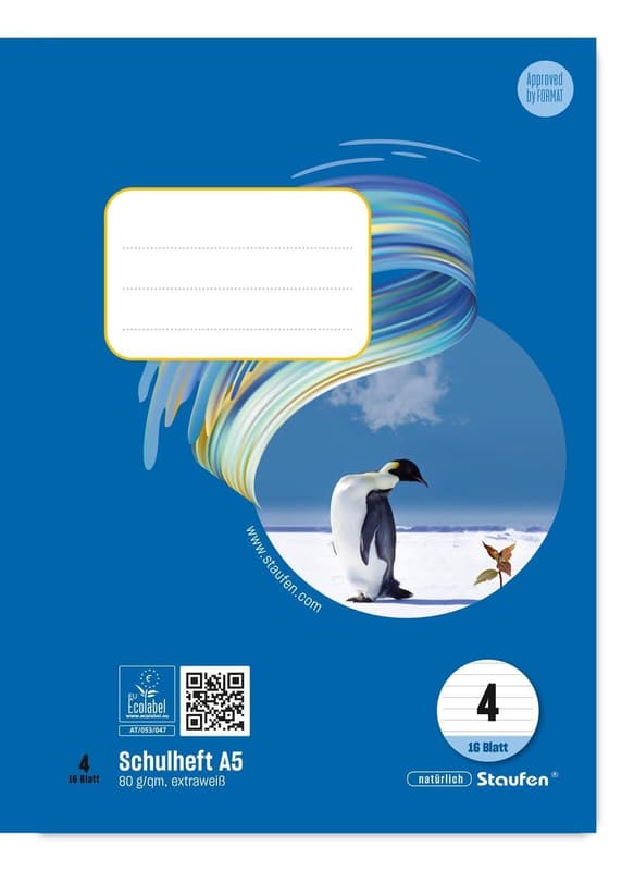 Staufen School Notebook Style Lined 4 ruled 16 sheets 80g/m² DIN A5