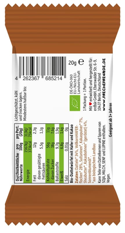 Freche Freunde Bio Kakao Würfel 20g