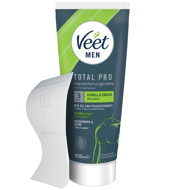 Veet Men Haarentfernungscreme Oberkörper & Beine, Tube & Spatel