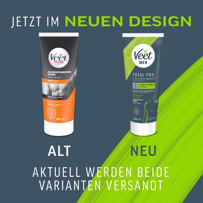 Veet Men Haarentfernungscreme Oberkörper & Beine, Tube & Spatel