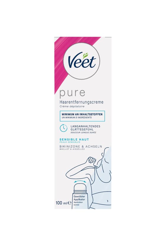 Veet Pure Haarentfernungscreme Bikinizone & Achseln, 100 ml 