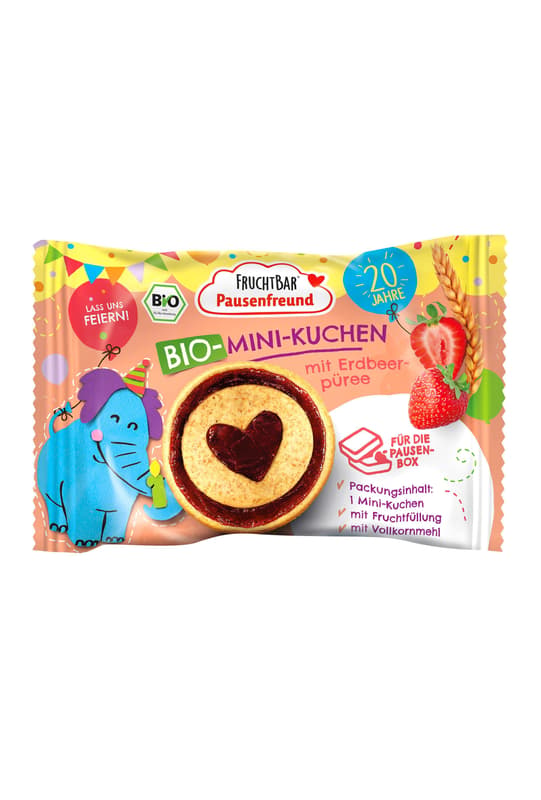 Fruchtbar Pausenfreund Bio-Mini-Kuchen mit Erdbeerpüree