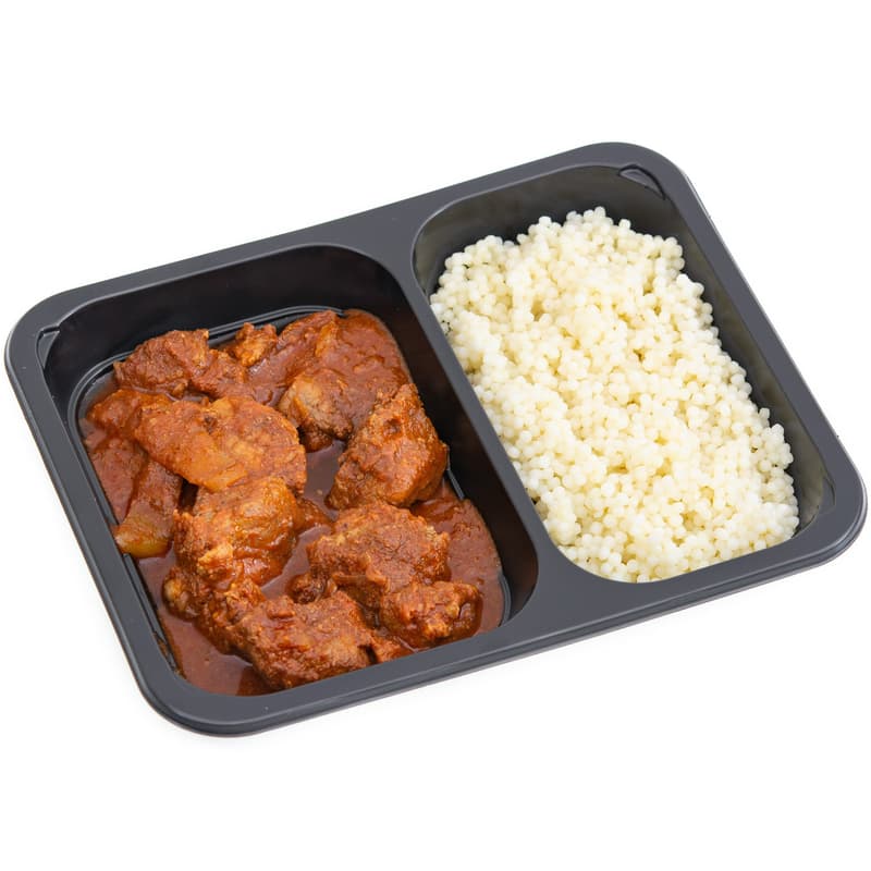 Pappudia Schweinegulasch mit Eiergraupen