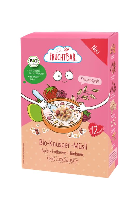 FruchtBar Organic Crunchy Muesli Apple, Strawberry, Raspberry