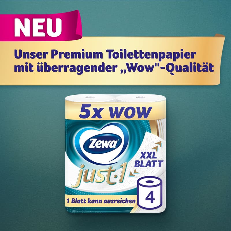ZEWA JUST 1 TOILETTENPAPIER 4x99 BLATT 4 LAGEN