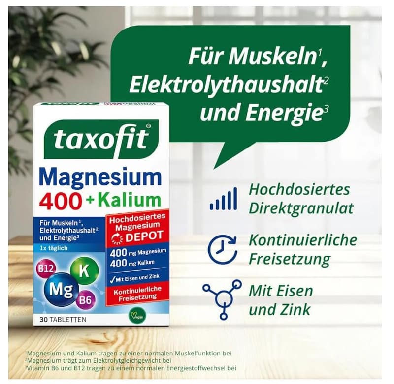 Taxofit Magnesium 400 + Kalium Tabletten 30 Stück