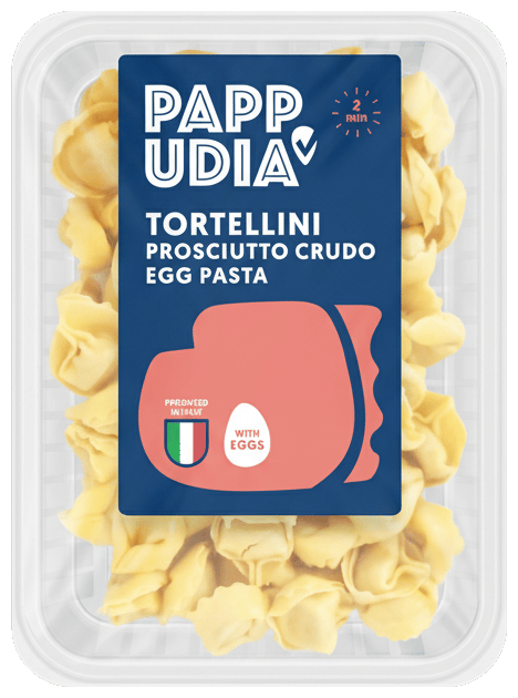 Pappudia Tortellini mit rohem Schinken – Eiernudeln