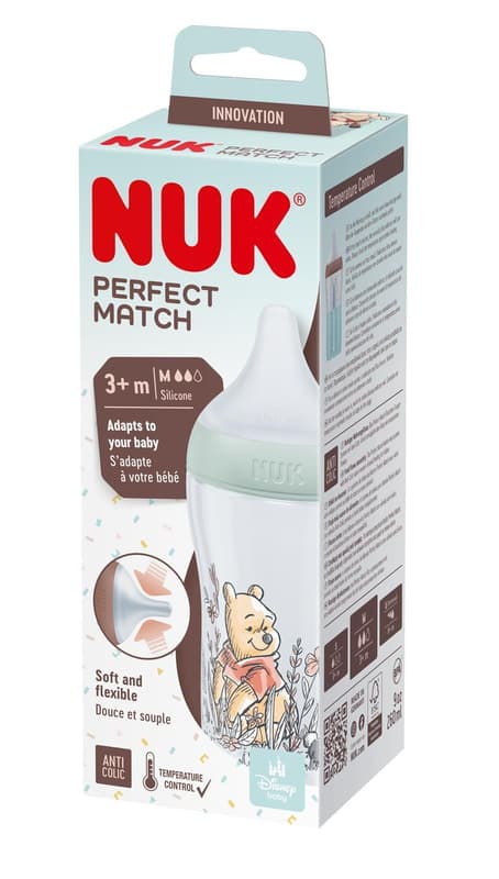 NUK Disney "Winnie" Perfect Match PP Bottle, 260 ml, Size M 3+ M, green