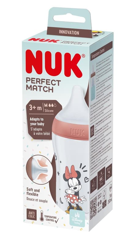 NUK Disney "Mickey/Minnie" Perfect Match PP-Flasche, 260 ml, Gr. M 3+ M, rot