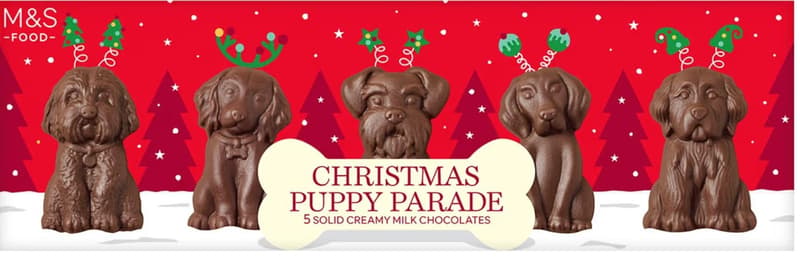 Marks & Spencer Christmas Puppy Parade, 5 Solid Creamy Milk Chocolates