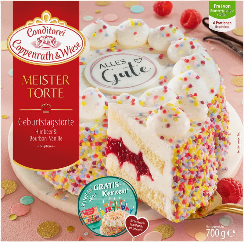 Conditorei Coppenrath & Wiese Meistertorte Geburtstagstorte Himbeer & Bourbon-Vanille 700 g