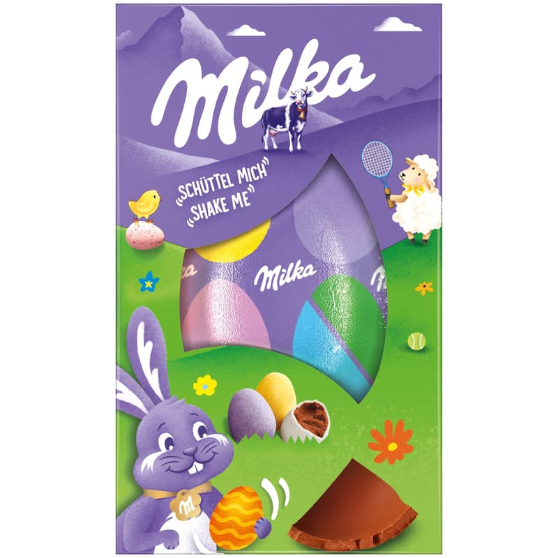 Milka Schüttel Mich Ei mit Mini Eggs