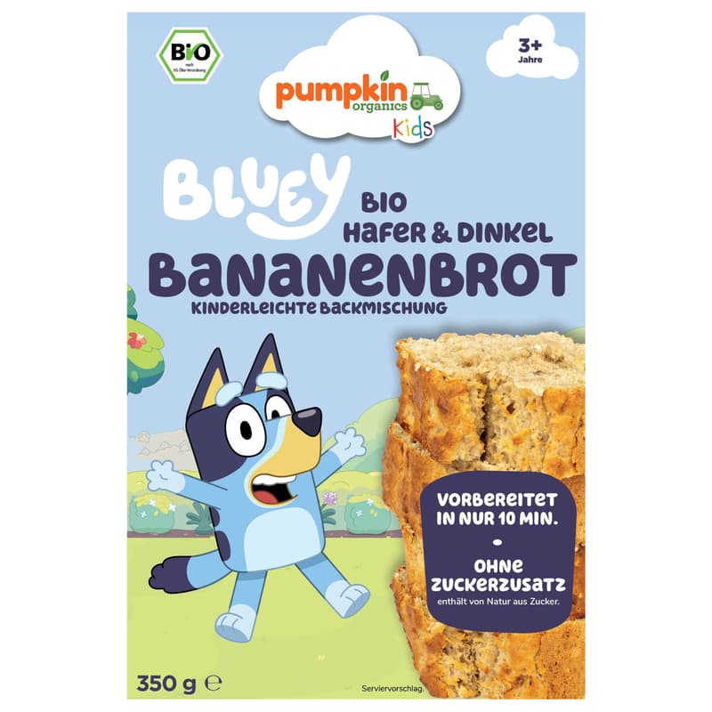 Pumpkin Organics Bluey Bio Hafer & Dinkel Bananenbrot Backmischung