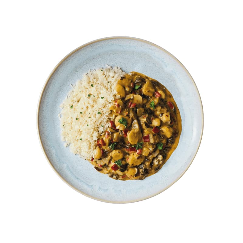 Freshfoodz stir-fried vegetables in lemongrass and coconut sauce with basmati rice