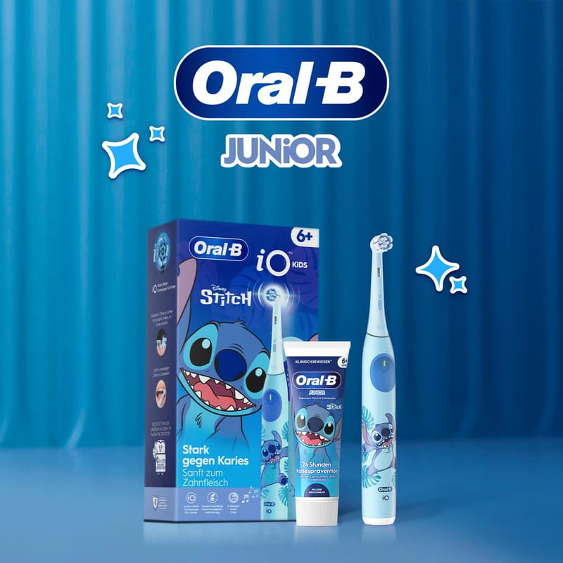 Oral-B Junior 6+ Jahre, Stitch Zahnpasta, milder Geschmack, mit Stannous Fluorid