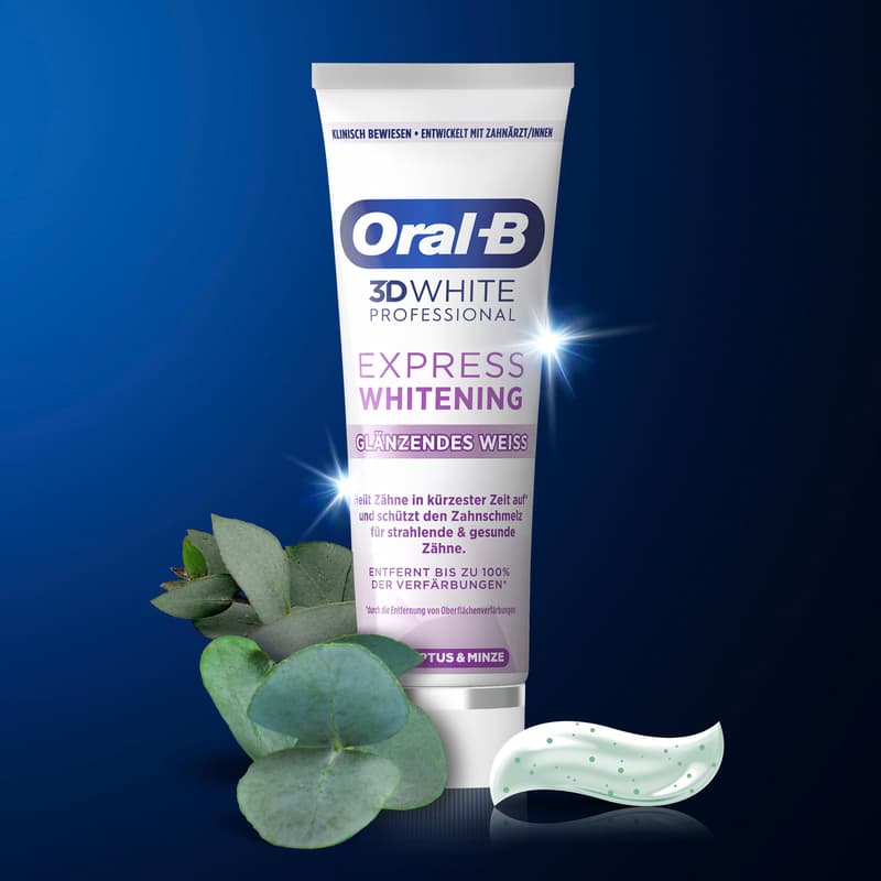 Oral-B 3D White Professional Express Whitening Zahnpasta Glänzendes Weiß, Eukalyptus & Minze