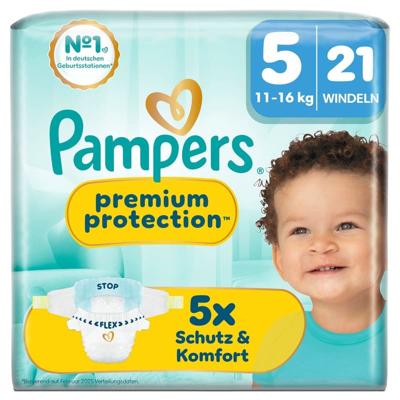 Pampers Premium Protection Windeln Gr. 5 Junior, Single Pack, 11-16kg