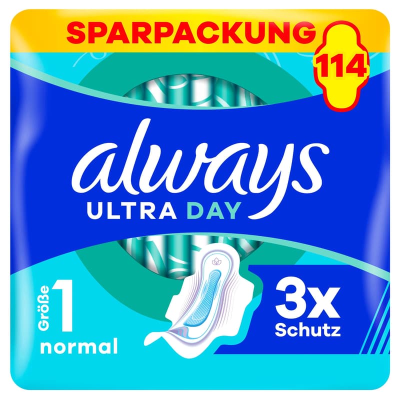 Always Ultra Damenbinden Normal mit Flügeln Monatspaket, (3 x 38)